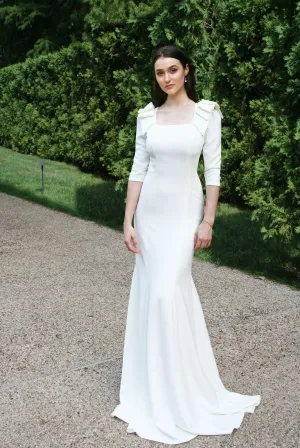 Artemis Gown with Square Neckline and 3/4 Sleeves