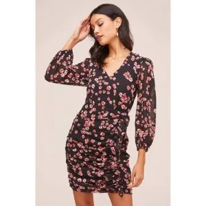 ASTR The Label NEW floral Shirred ruched Long Sleeve Mini Dress Sz M