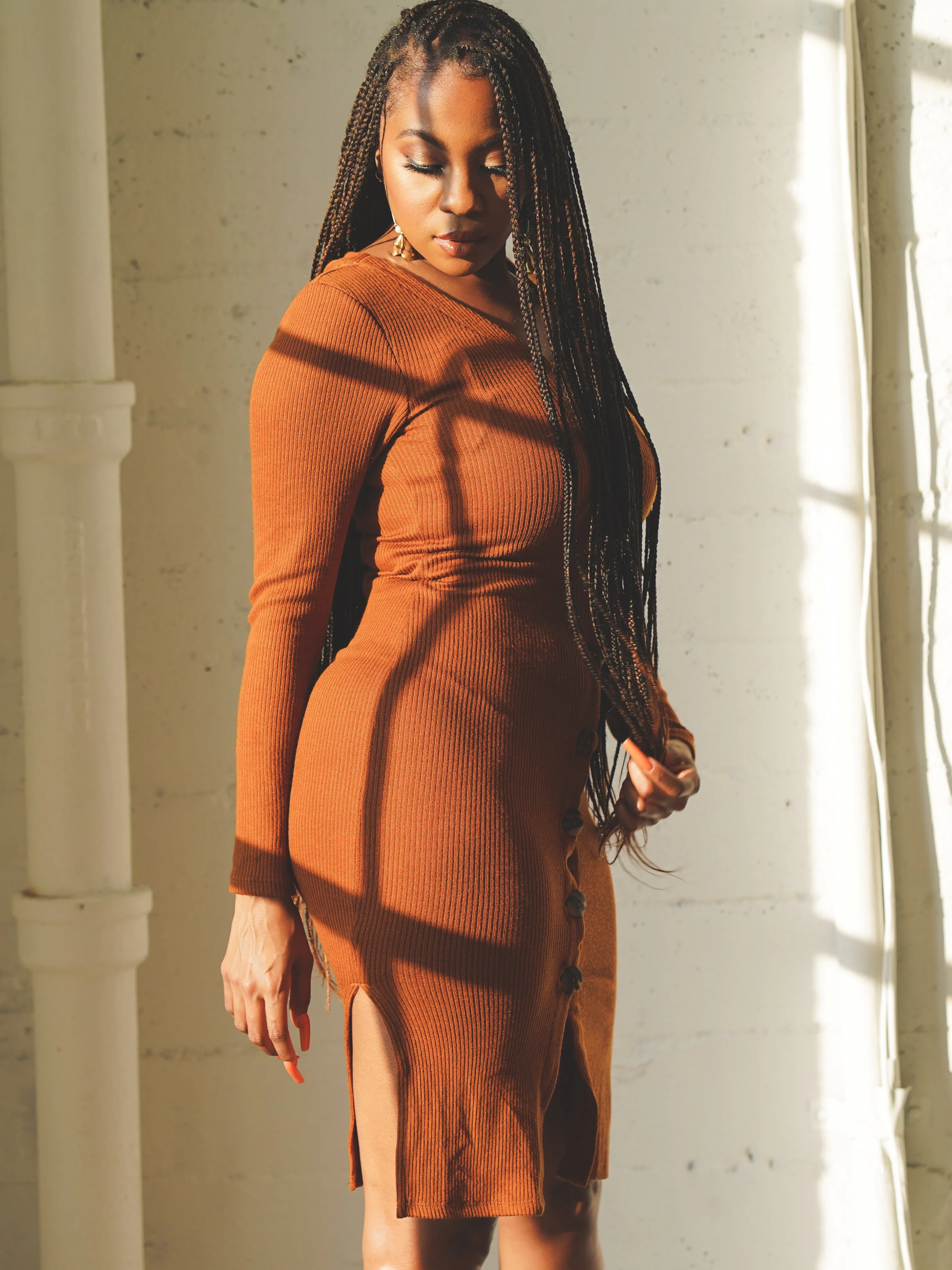 Autumn Curves Dress - Terracota