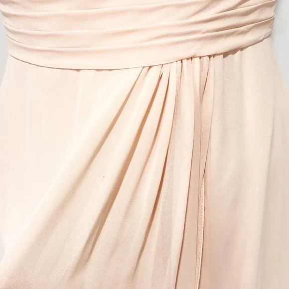 AZAZIE Blush Pink Peach Floor Length Chiffon Cowl Front Gown size A4 or 4
