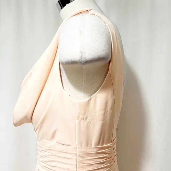 AZAZIE Blush Pink Peach Floor Length Chiffon Cowl Front Gown size A4 or 4