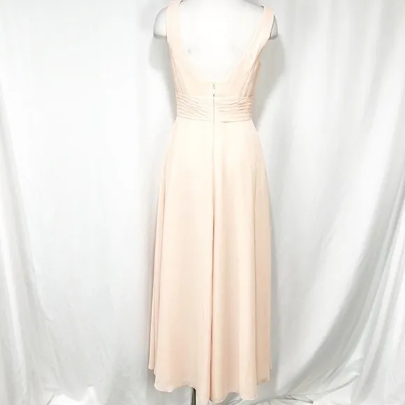 AZAZIE Blush Pink Peach Floor Length Chiffon Cowl Front Gown size A4 or 4