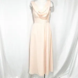 AZAZIE Blush Pink Peach Floor Length Chiffon Cowl Front Gown size A4 or 4
