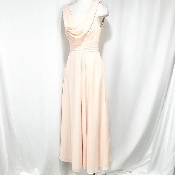 AZAZIE Blush Pink Peach Floor Length Chiffon Cowl Front Gown size A4 or 4