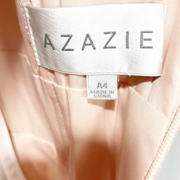 AZAZIE Blush Pink Peach Floor Length Chiffon Cowl Front Gown size A4 or 4