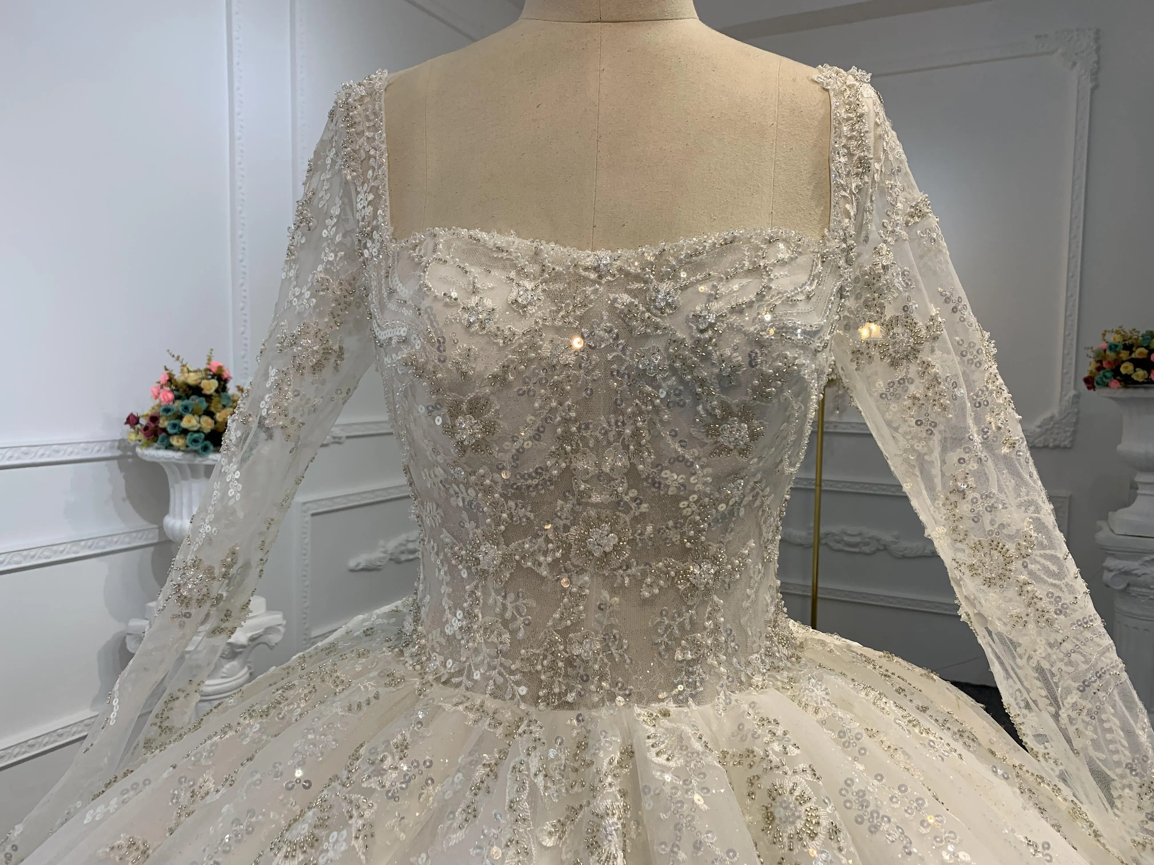 B235- BYG Sweetheart Neckline Sequins Beading Wedding Gown