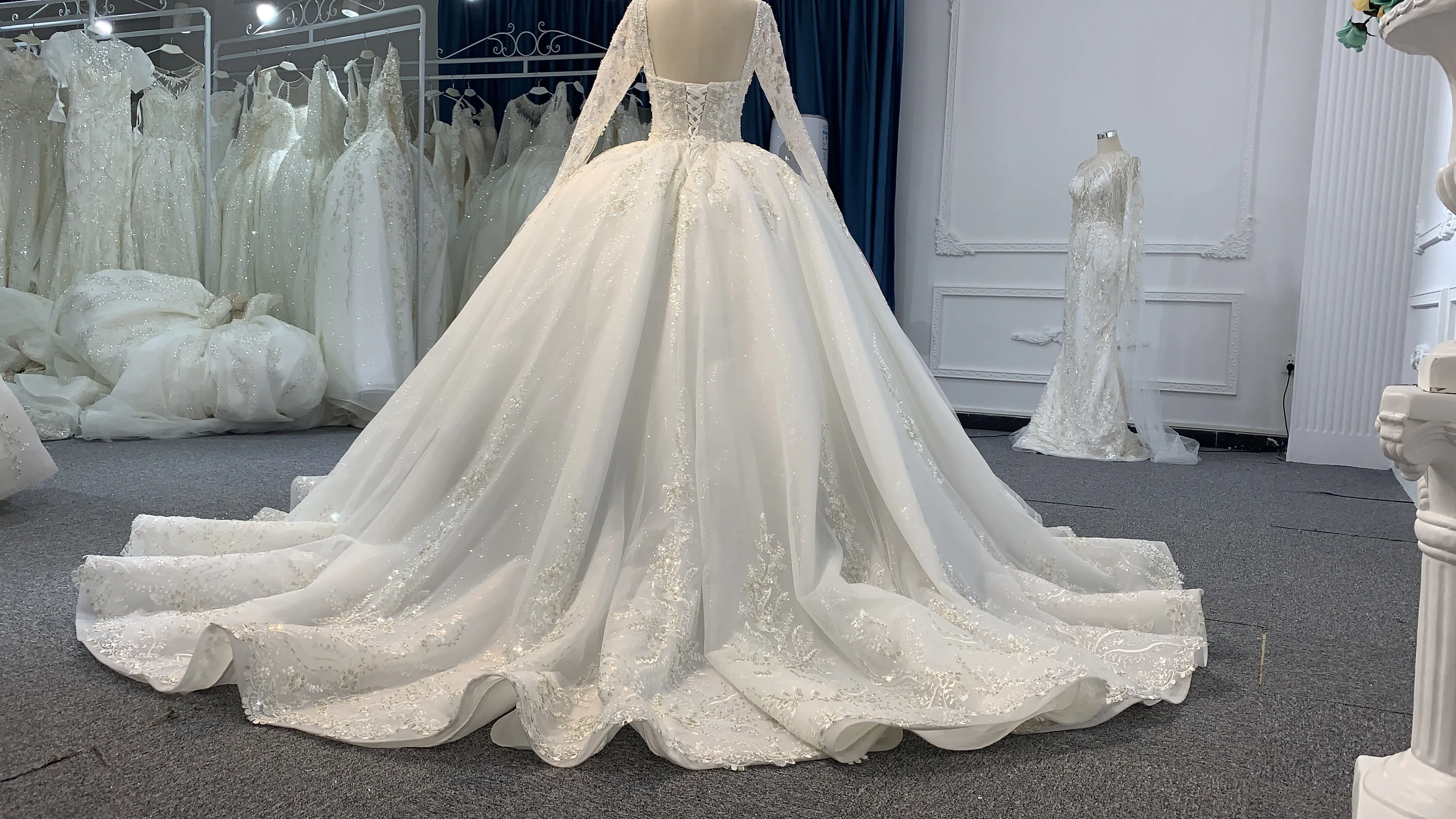 B235- BYG Sweetheart Neckline Sequins Beading Wedding Gown