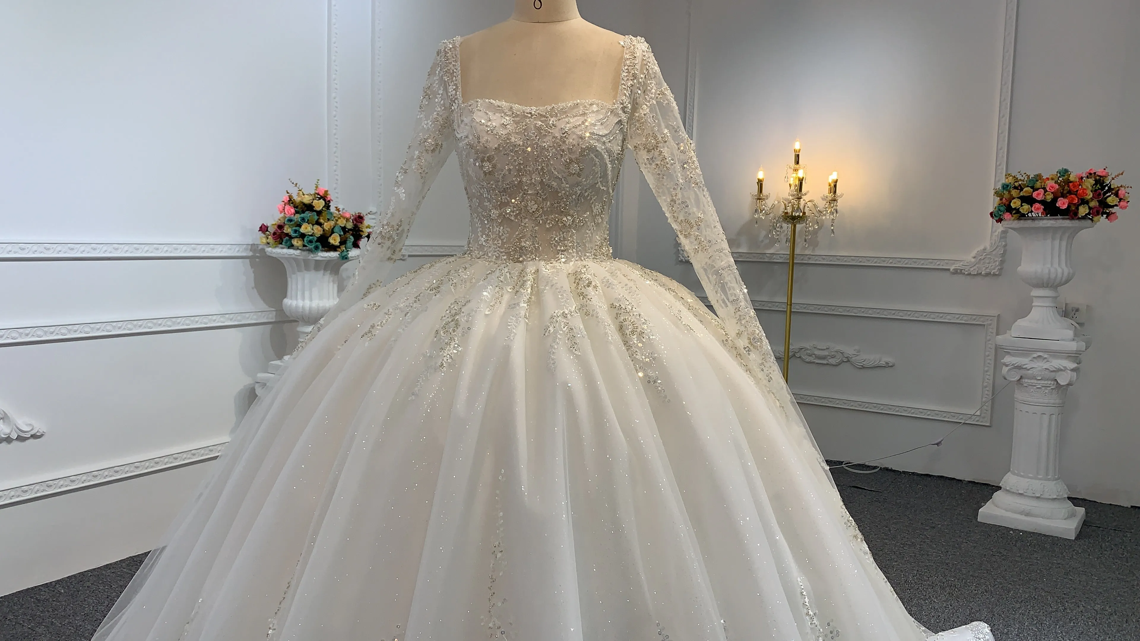 B235- BYG Sweetheart Neckline Sequins Beading Wedding Gown