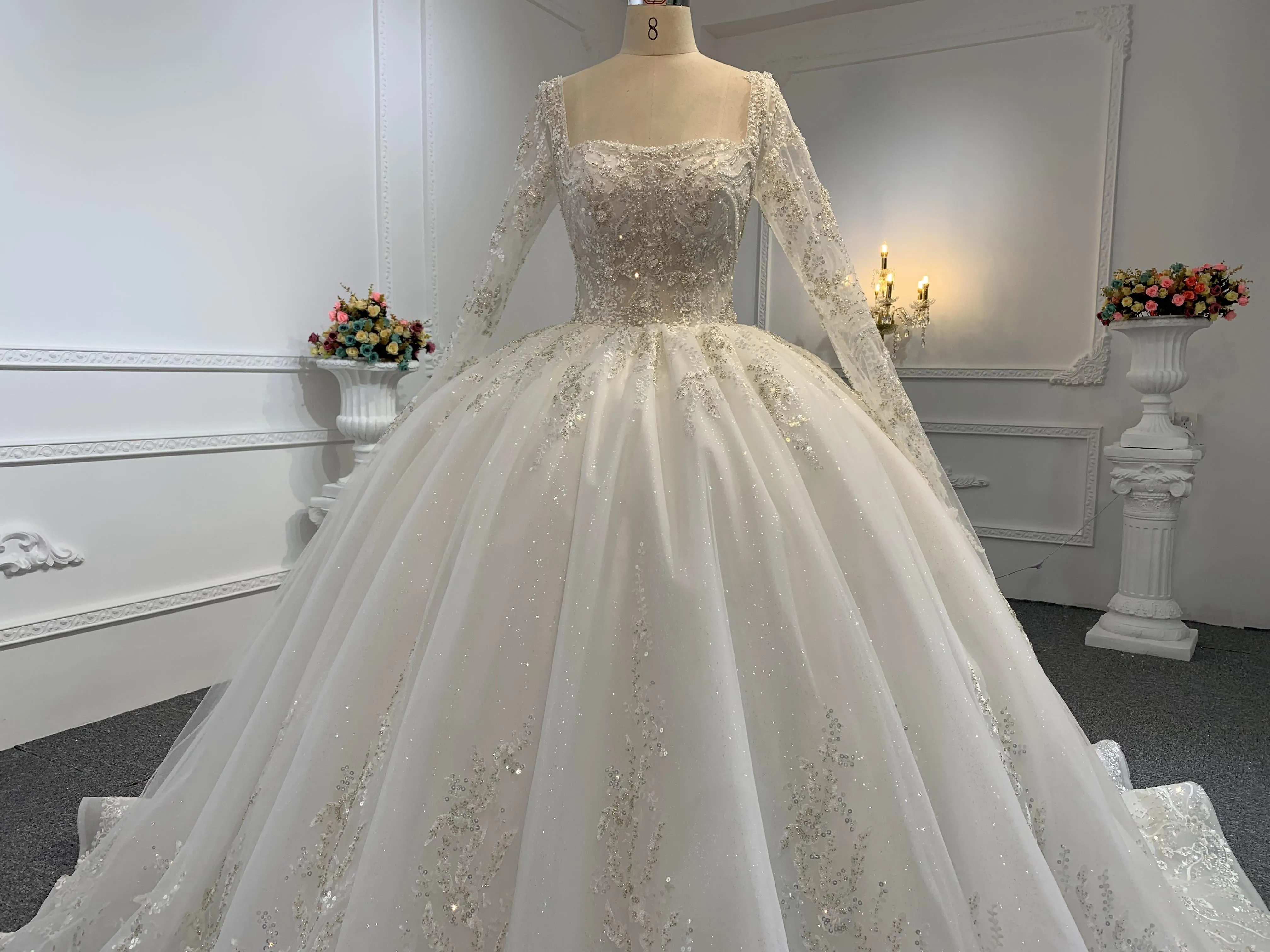 B235- BYG Sweetheart Neckline Sequins Beading Wedding Gown