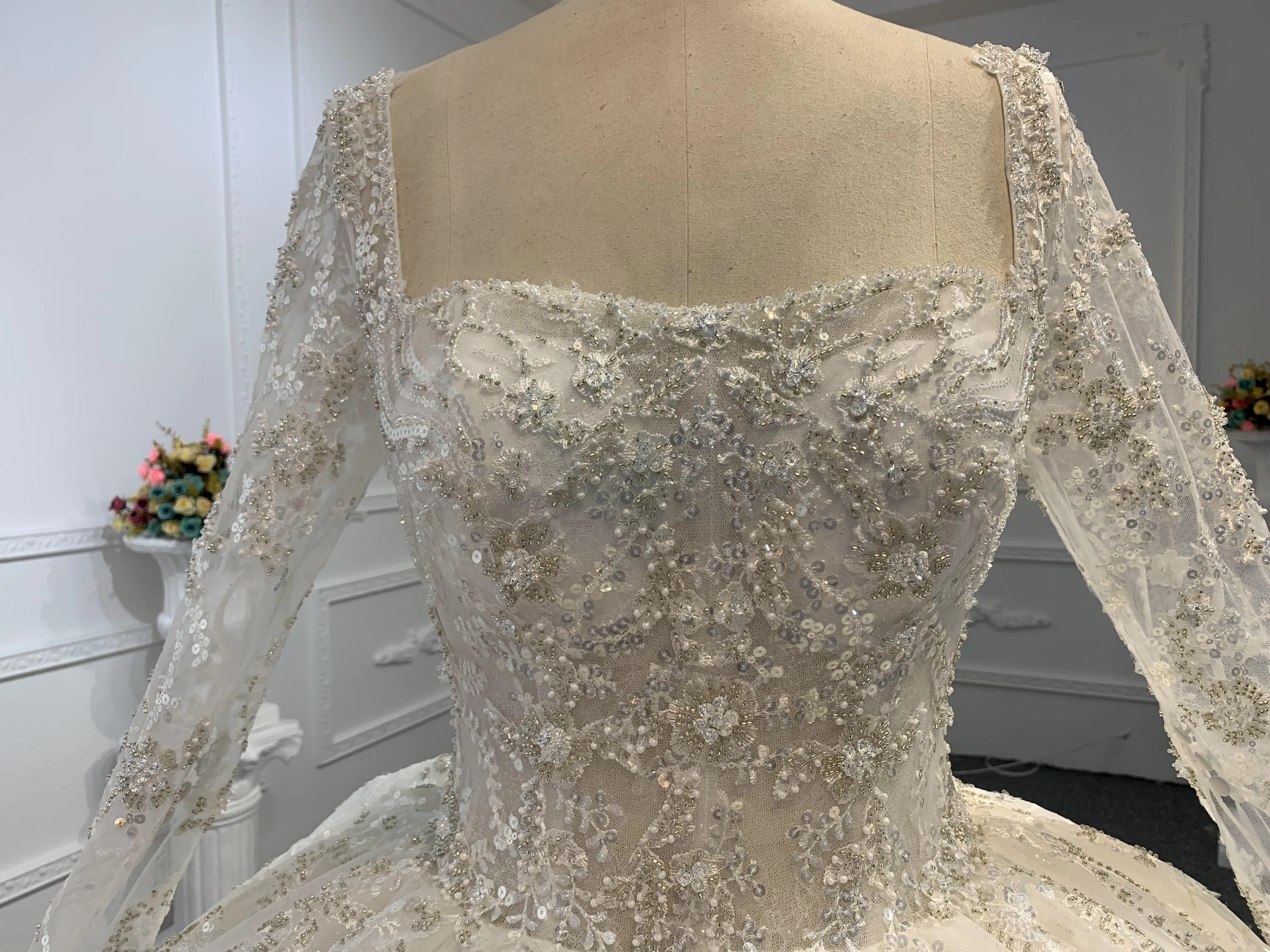 B235- BYG Sweetheart Neckline Sequins Beading Wedding Gown