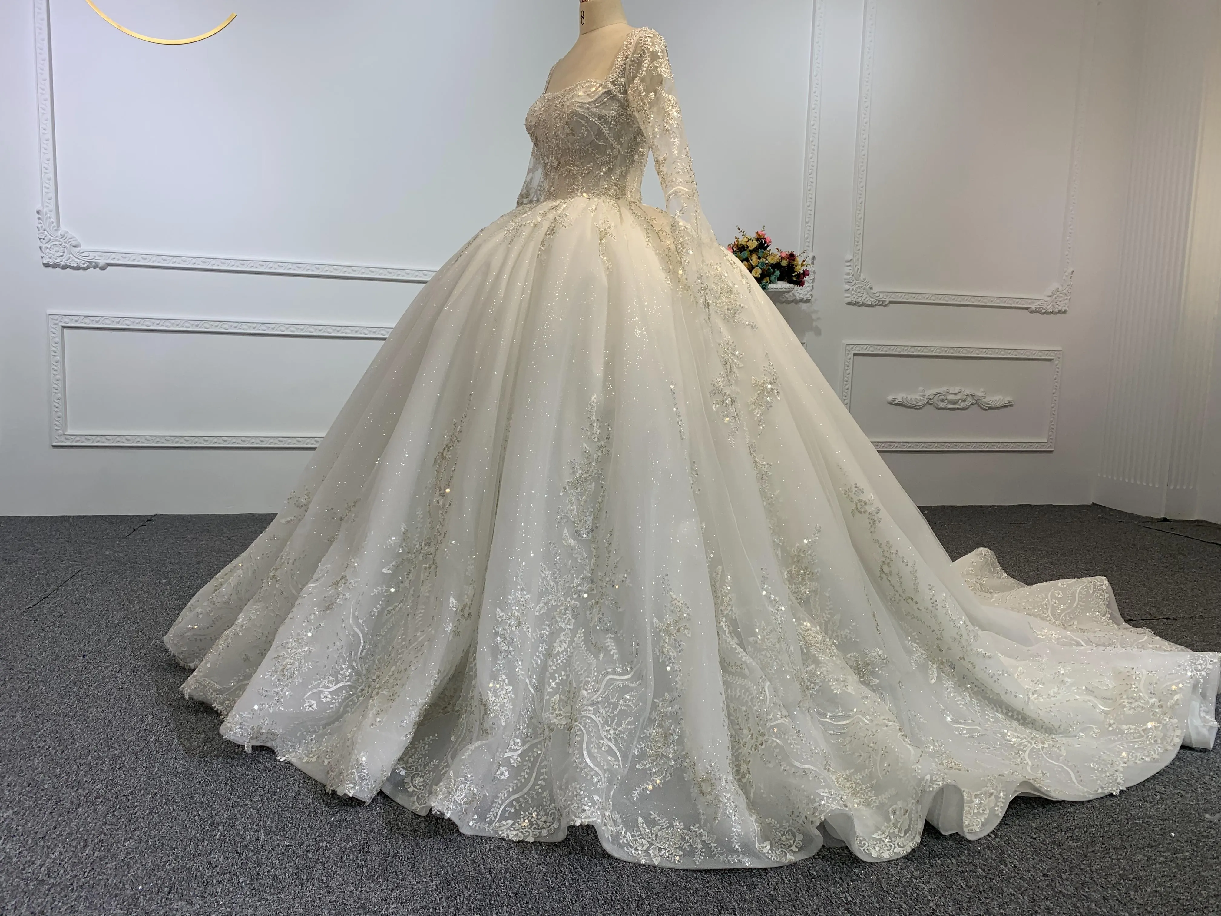 B235- BYG Sweetheart Neckline Sequins Beading Wedding Gown