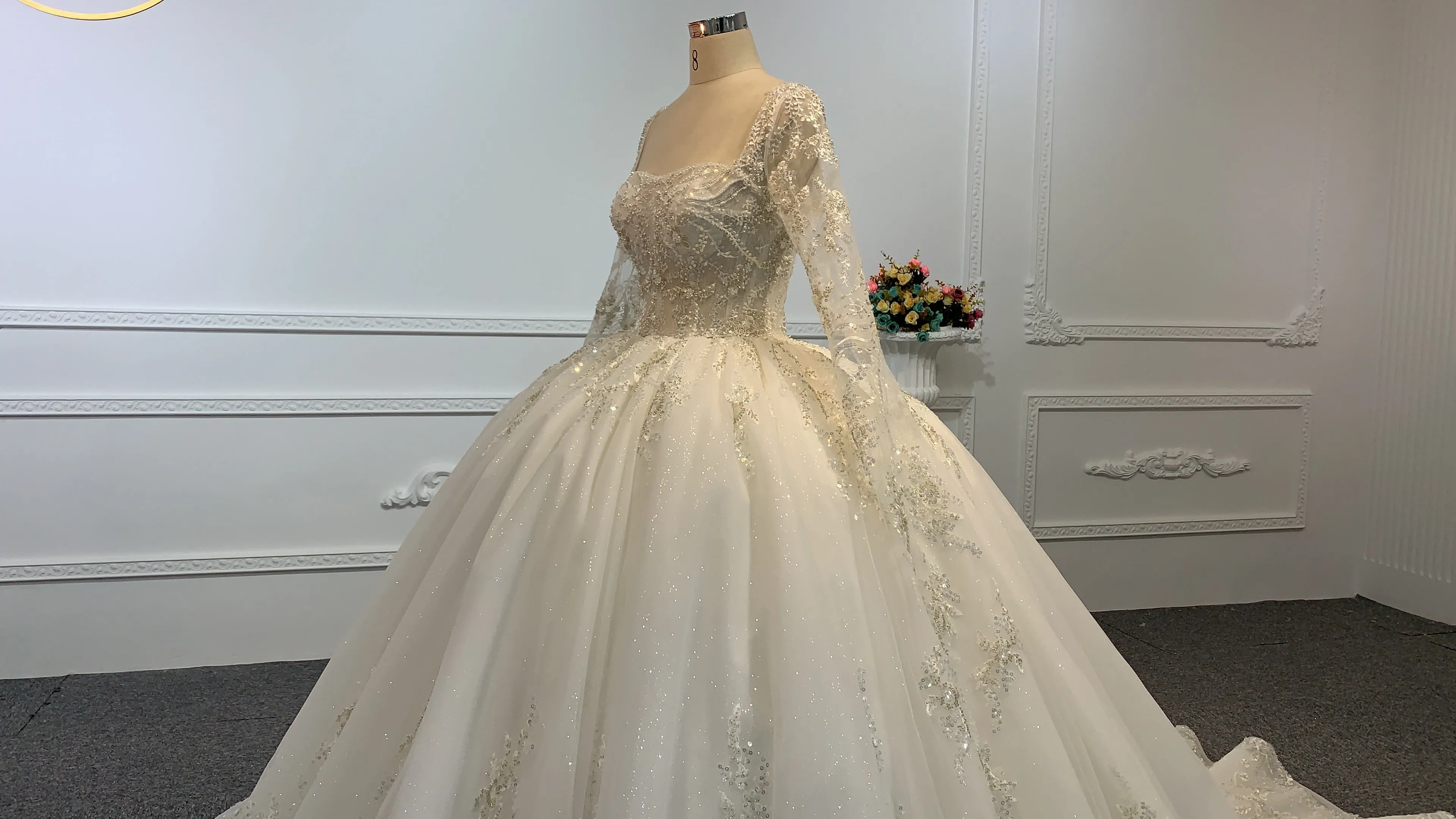 B235- BYG Sweetheart Neckline Sequins Beading Wedding Gown