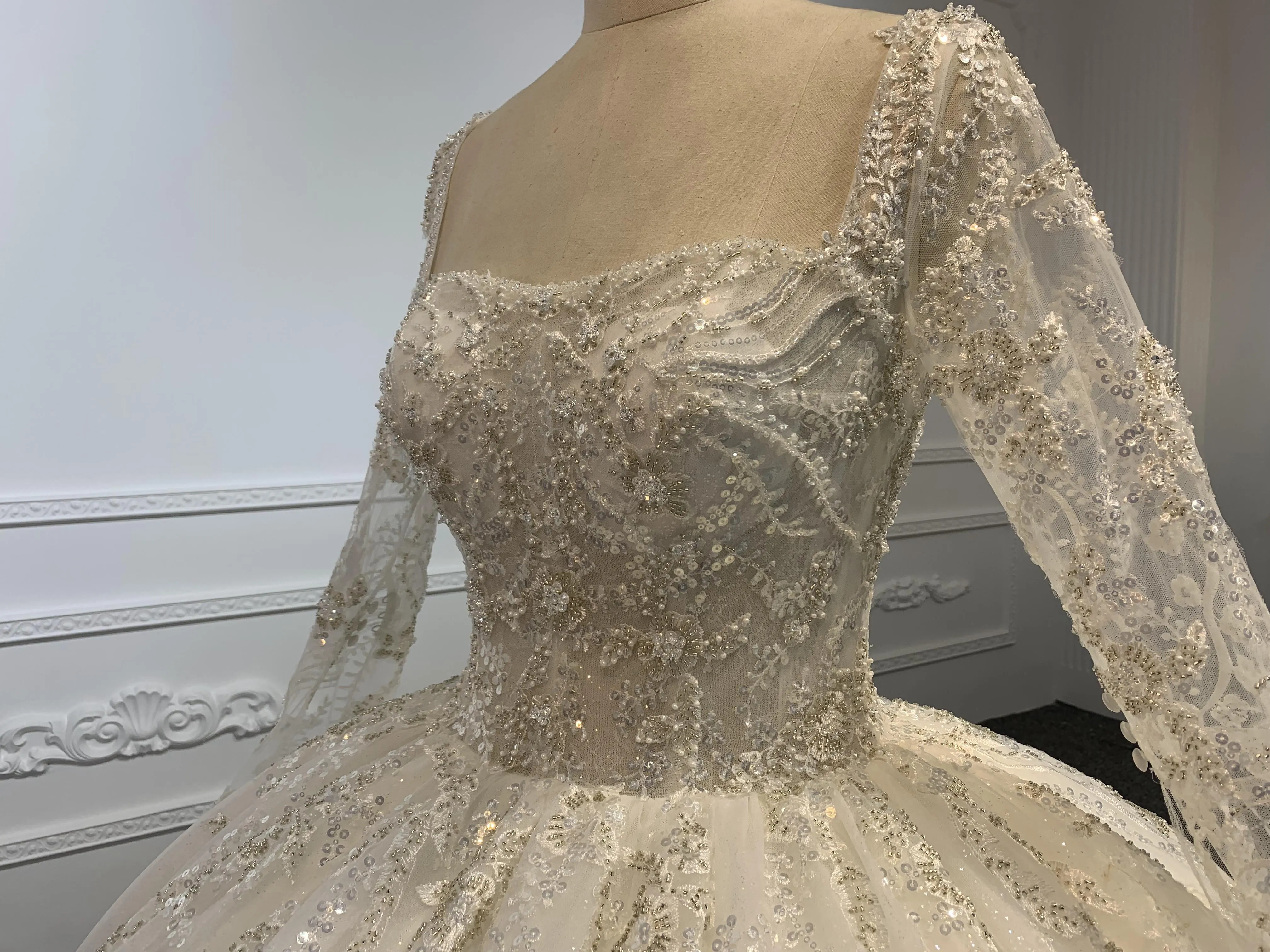 B235- BYG Sweetheart Neckline Sequins Beading Wedding Gown