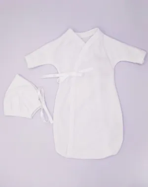 Baby Bereavement Gown & Bonnet, White, Organic (Burial Gown)
