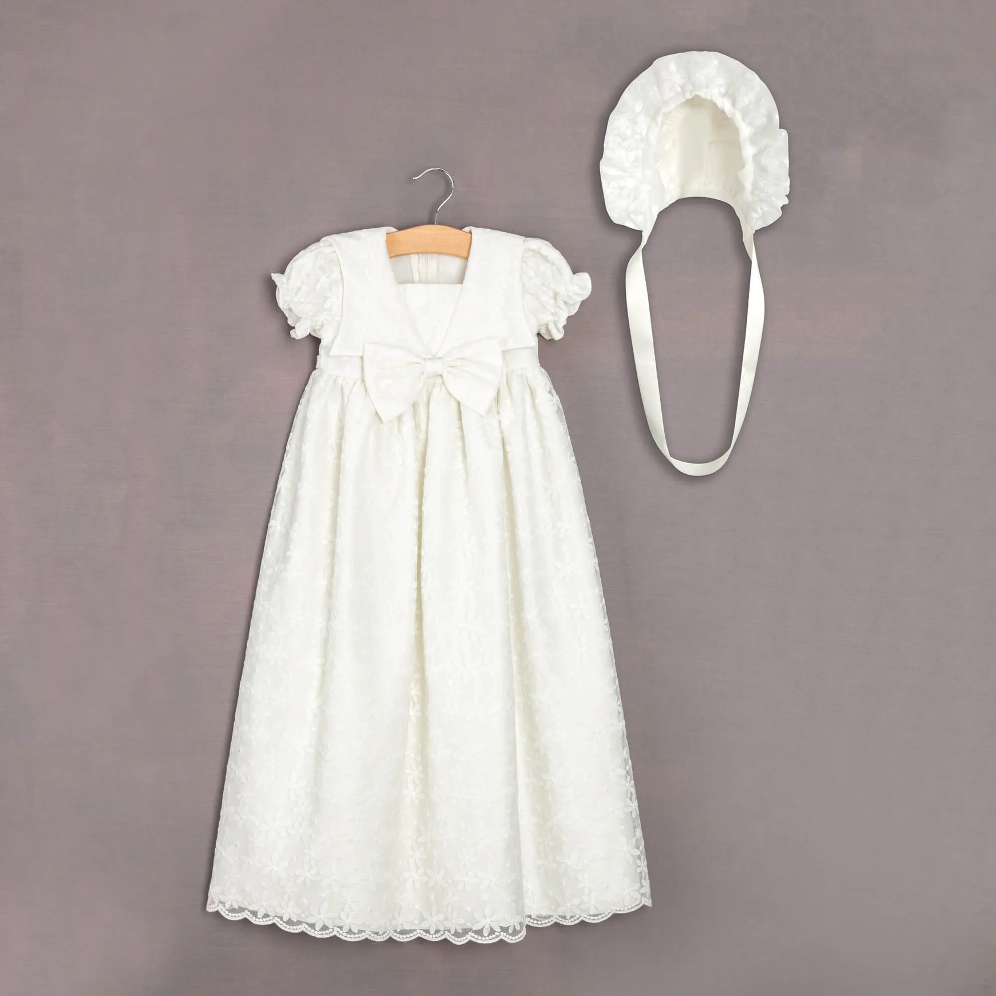 Baby Princess Charlotte Christening Gown and Bonnet - Ivory