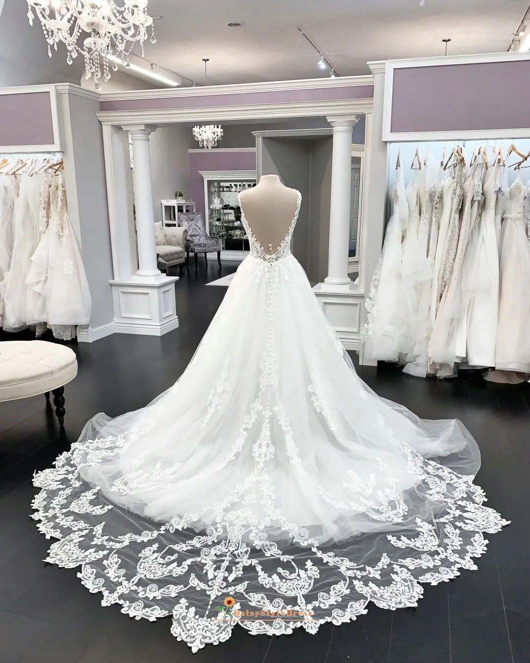 Ball Gown Low Back Wedding Dress