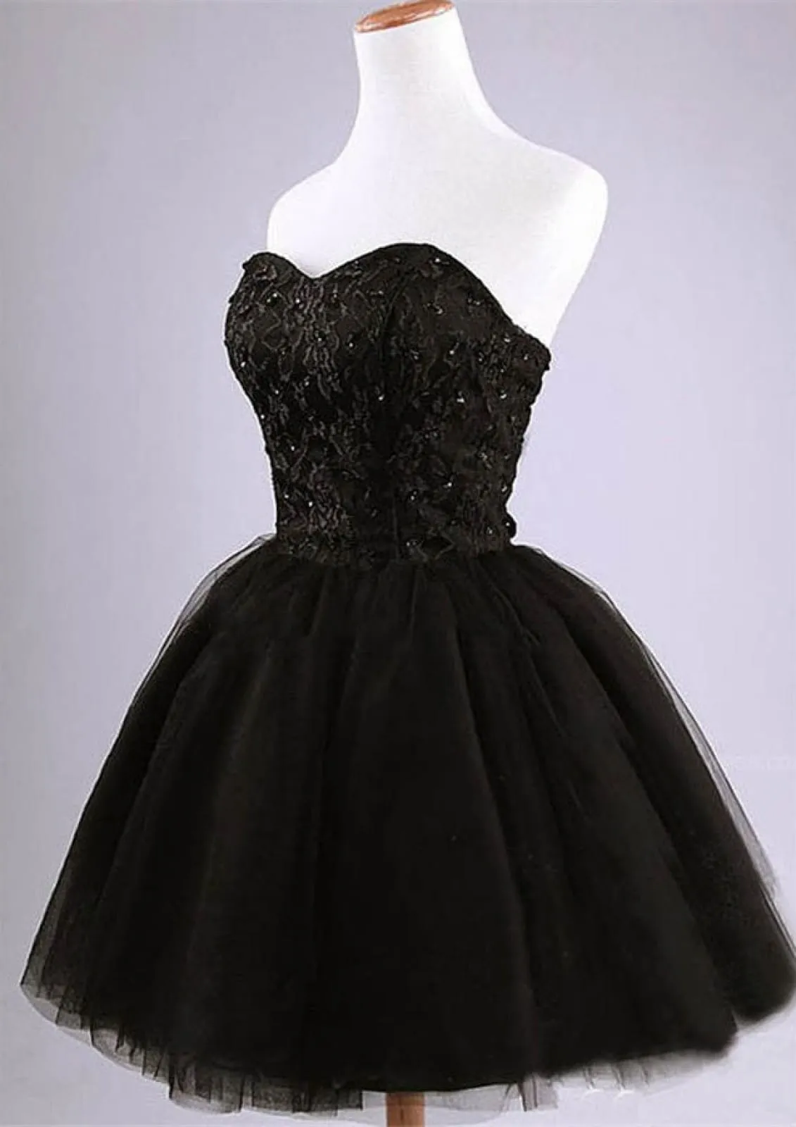 Ball Gown/Princess Strapless Short/Mini Tulle Cocktail Dress, Lace Beading