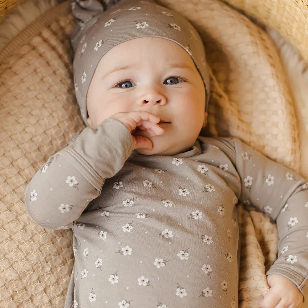 Bamboo Baby Gown   Hat Set | Blue Ditsy