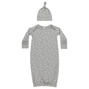 Bamboo Baby Gown   Hat Set | Blue Ditsy