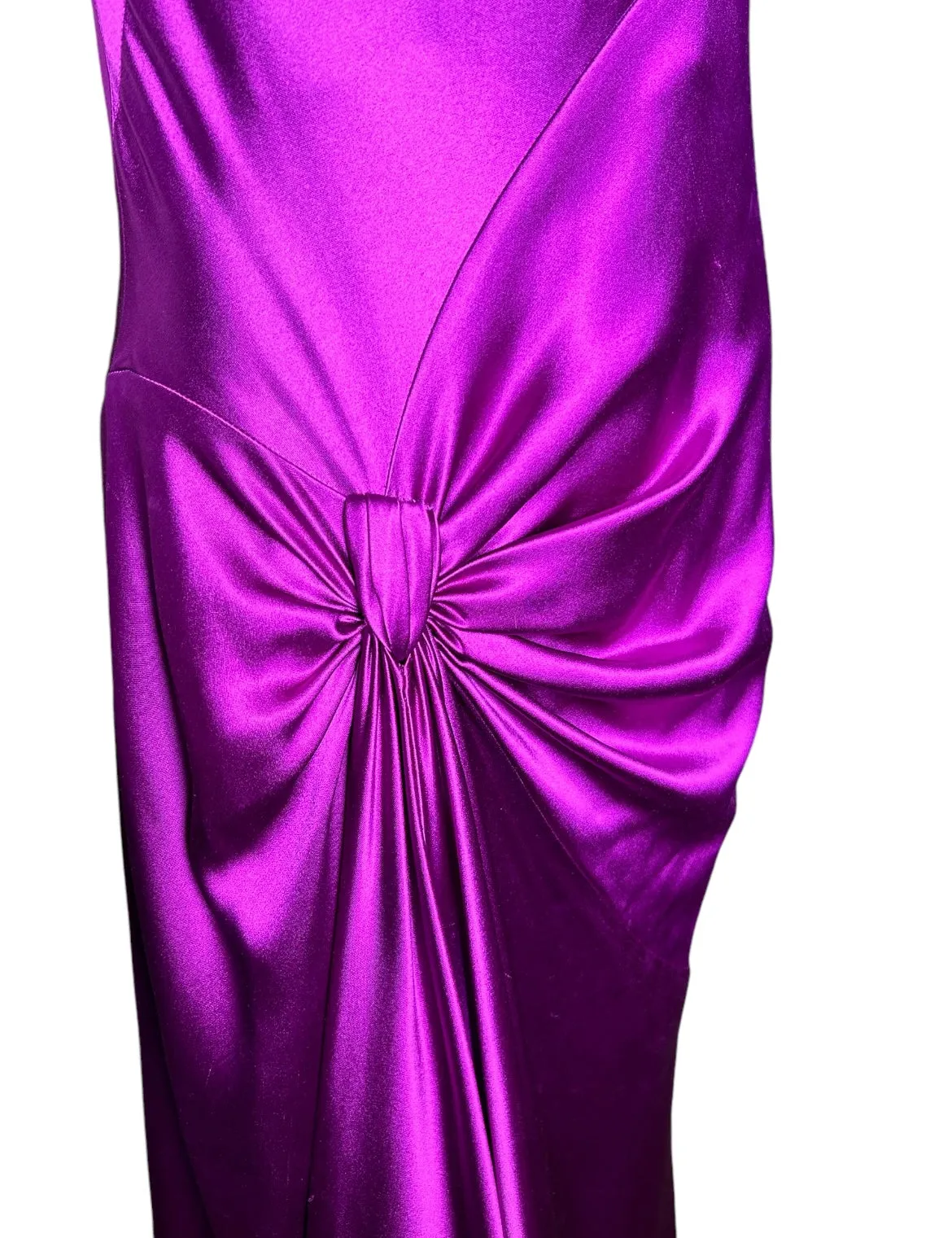 Bellville Sassoon Jewel Tone Purple Partial-Bias Cut Silk Gown