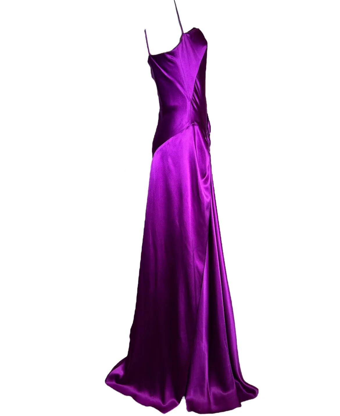 Bellville Sassoon Jewel Tone Purple Partial-Bias Cut Silk Gown