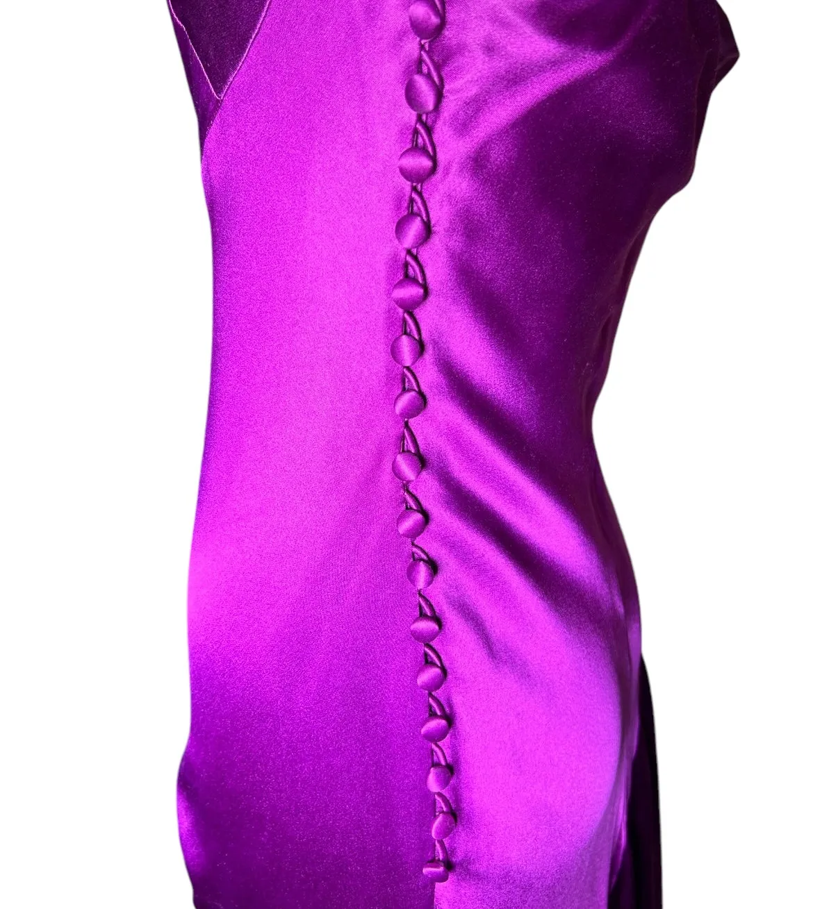 Bellville Sassoon Jewel Tone Purple Partial-Bias Cut Silk Gown