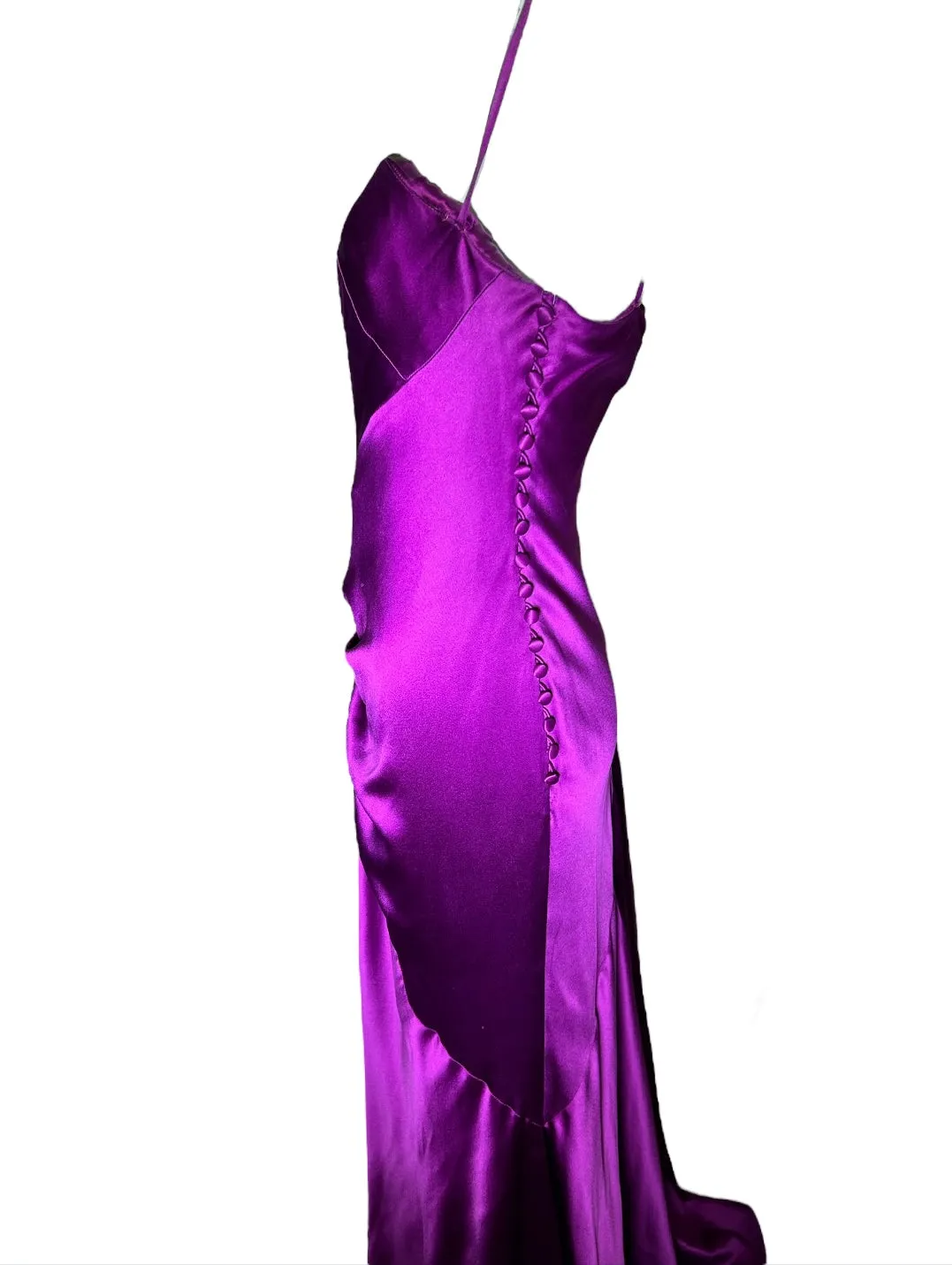 Bellville Sassoon Jewel Tone Purple Partial-Bias Cut Silk Gown