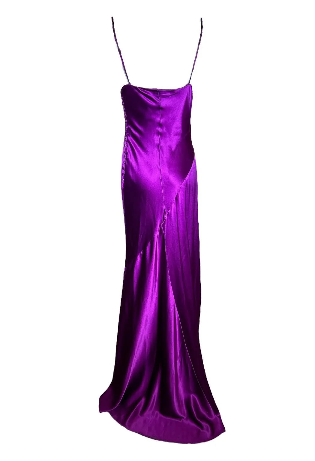 Bellville Sassoon Jewel Tone Purple Partial-Bias Cut Silk Gown