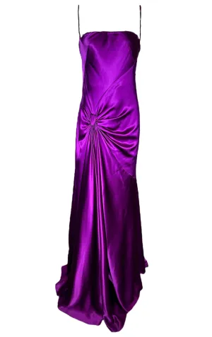 Bellville Sassoon Jewel Tone Purple Partial-Bias Cut Silk Gown