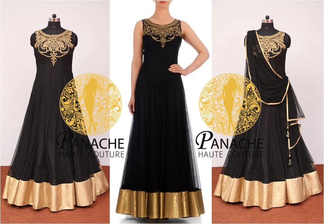Black color anarkali Indo-Western gown