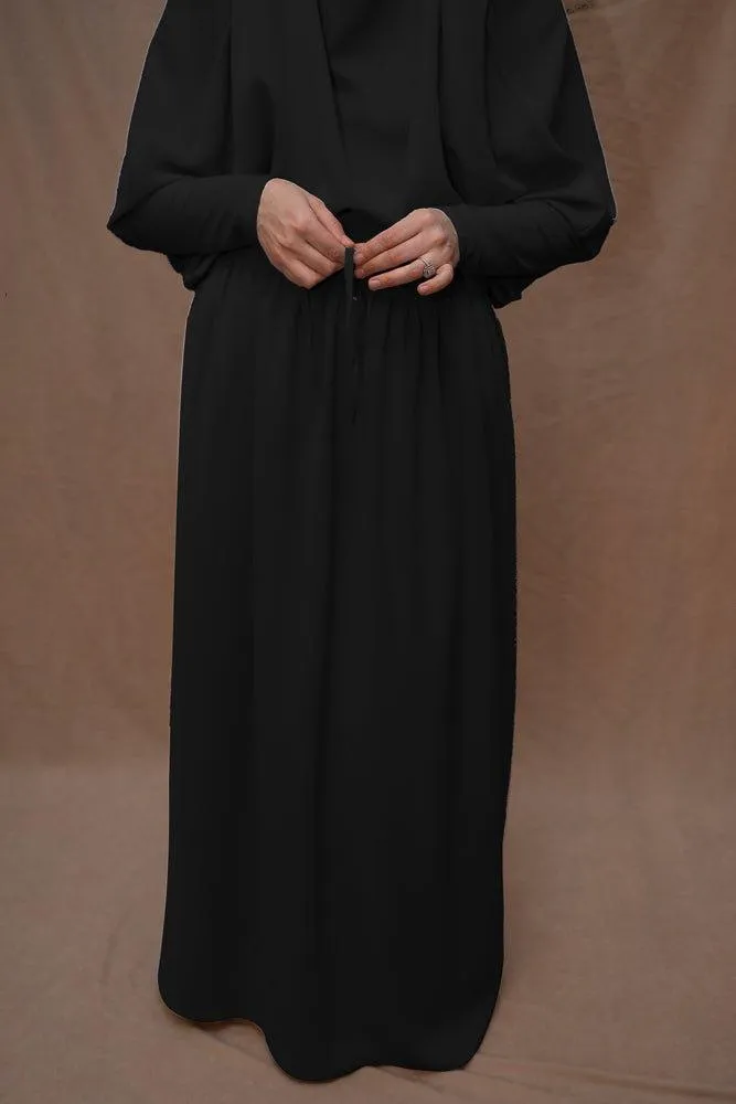 Black Moira prayer Umrah gown with niqab feature