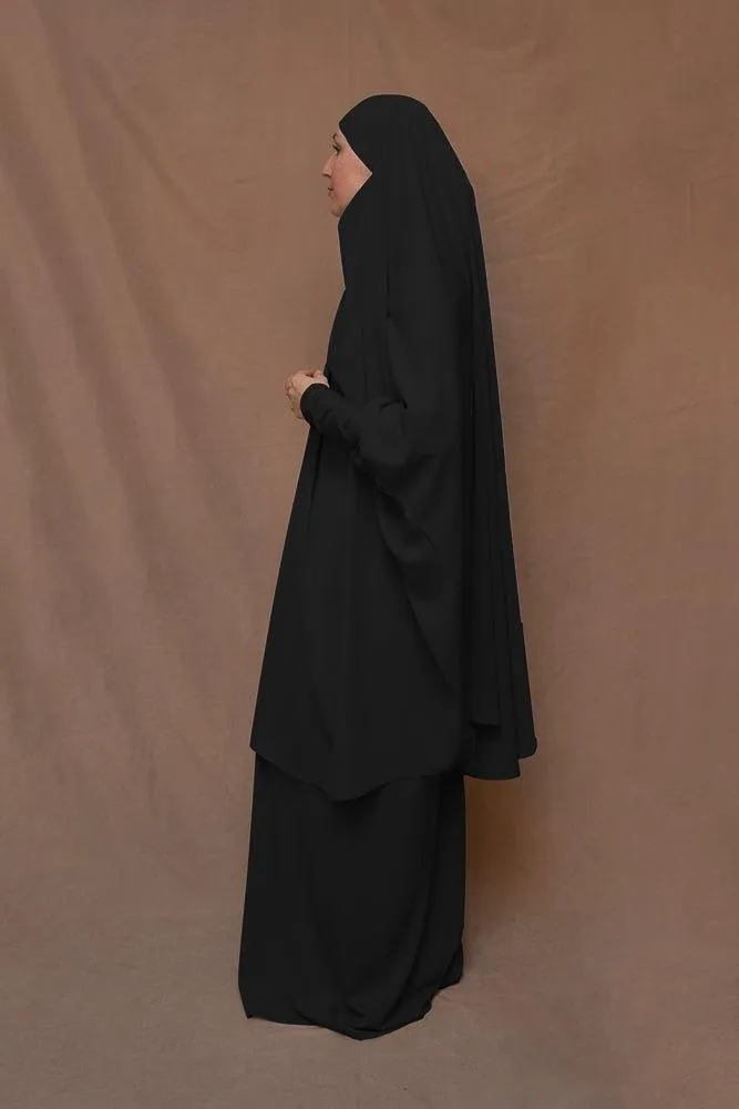 Black Moira prayer Umrah gown with niqab feature