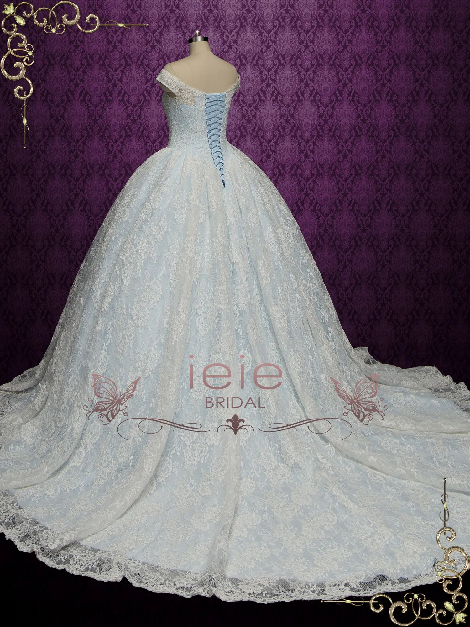 Blue Ball Gown Lace Wedding Dress ELISHA