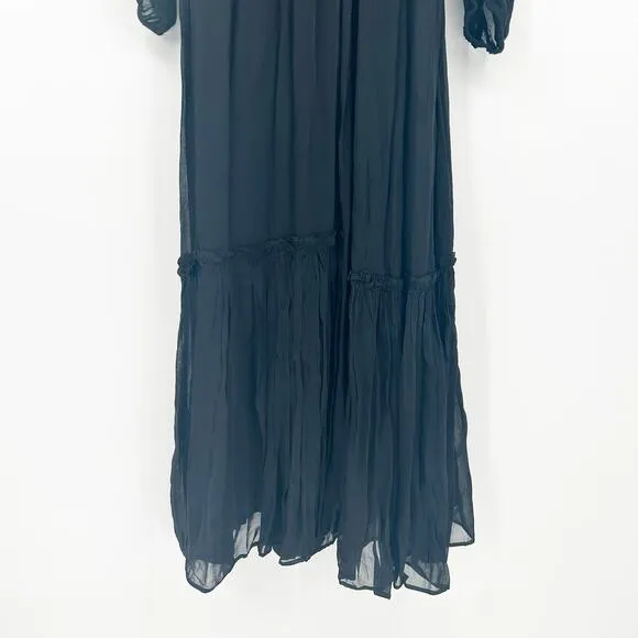 Boden Womens Whimsigoth Party Long Sleeve True Wrap Midi Dress Size 16/18 Black