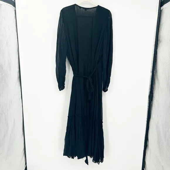 Boden Womens Whimsigoth Party Long Sleeve True Wrap Midi Dress Size 16/18 Black