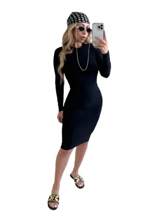 Bodycon Shaping Long Sleeve Midi Dress