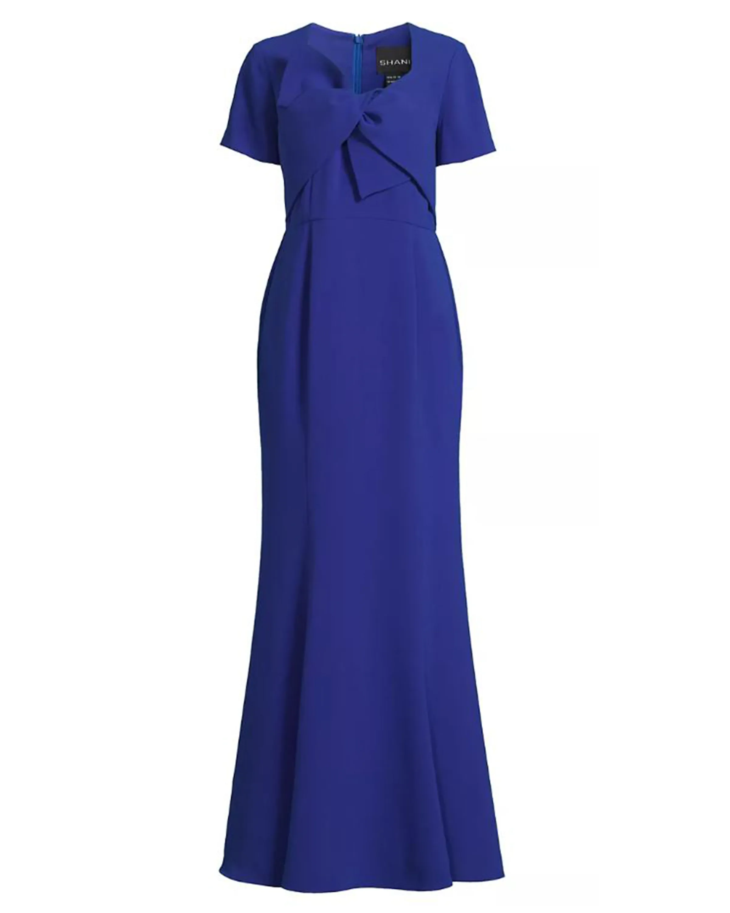 Bow Detail Crepe Gown in Royal Blue
