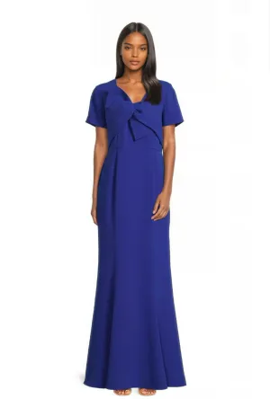 Bow Detail Crepe Gown in Royal Blue