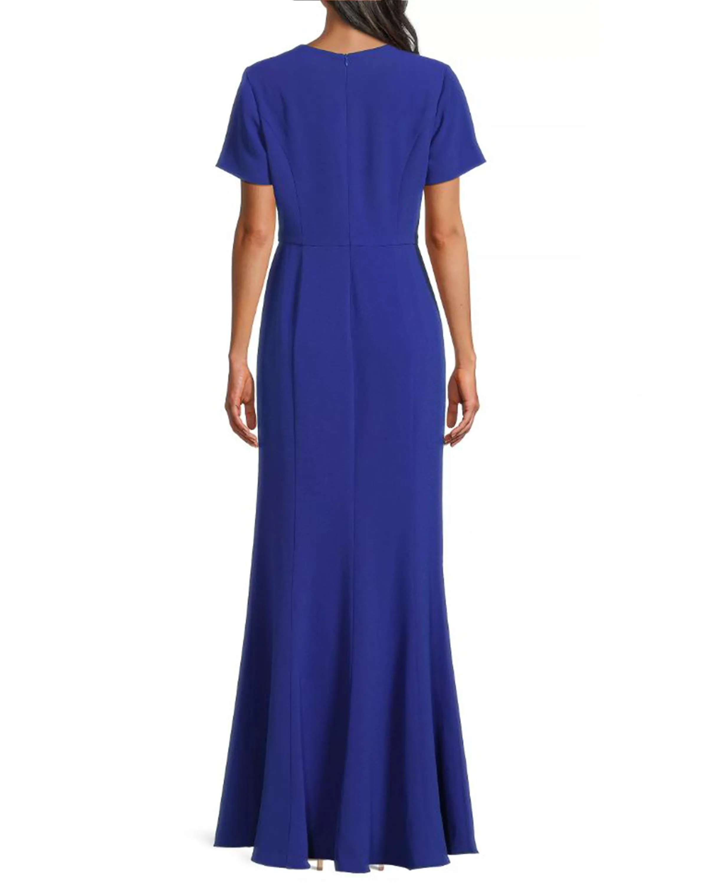 Bow Detail Crepe Gown in Royal Blue