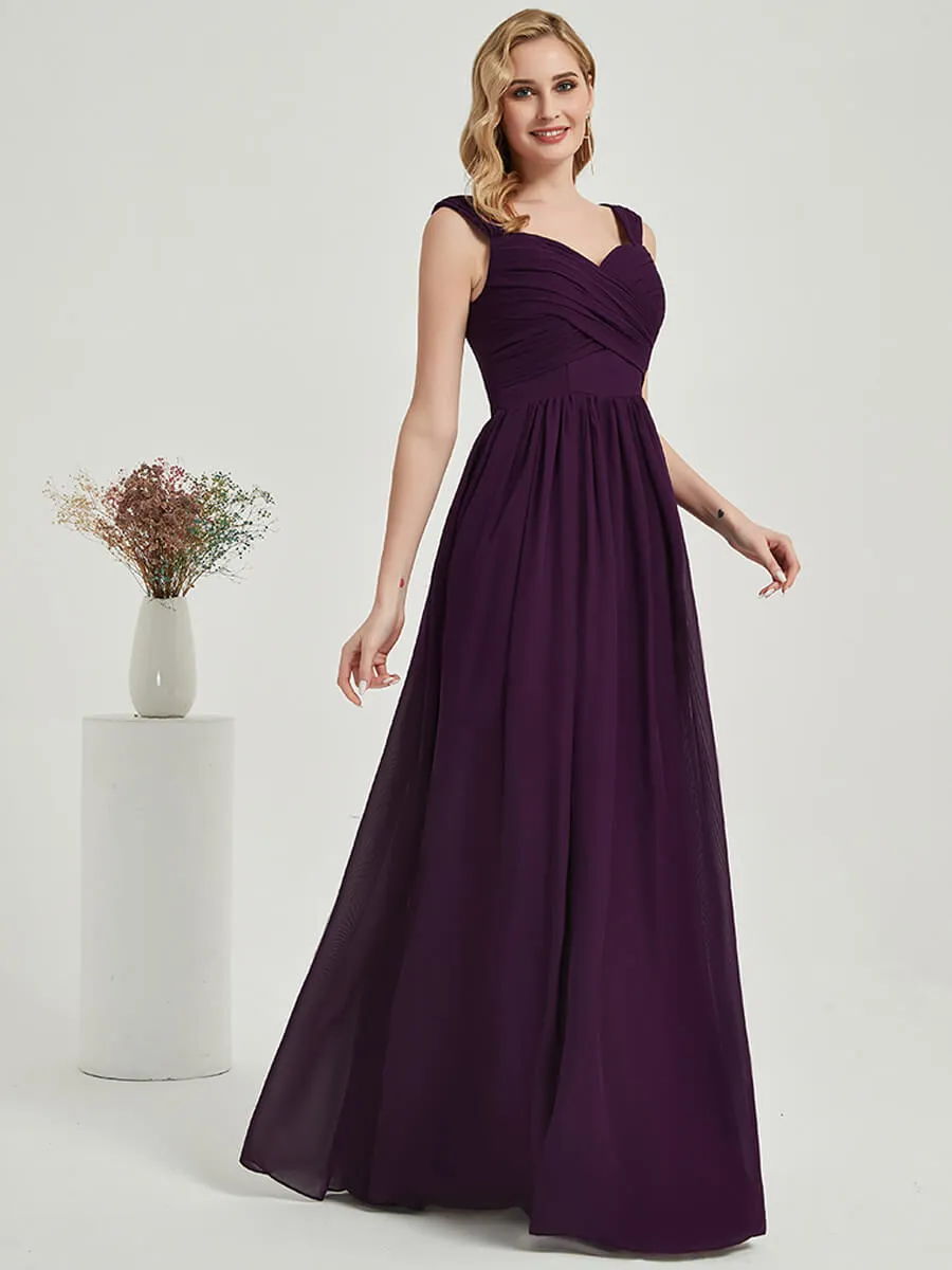 Burnt Orange Sweetheart Backless Chiffon Floor Length Bridesmaid Dress