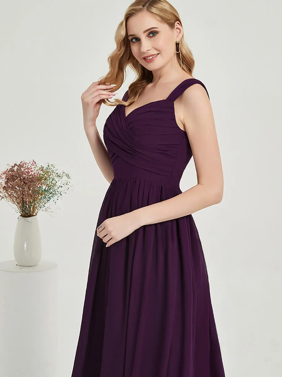 Burnt Orange Sweetheart Backless Chiffon Floor Length Bridesmaid Dress