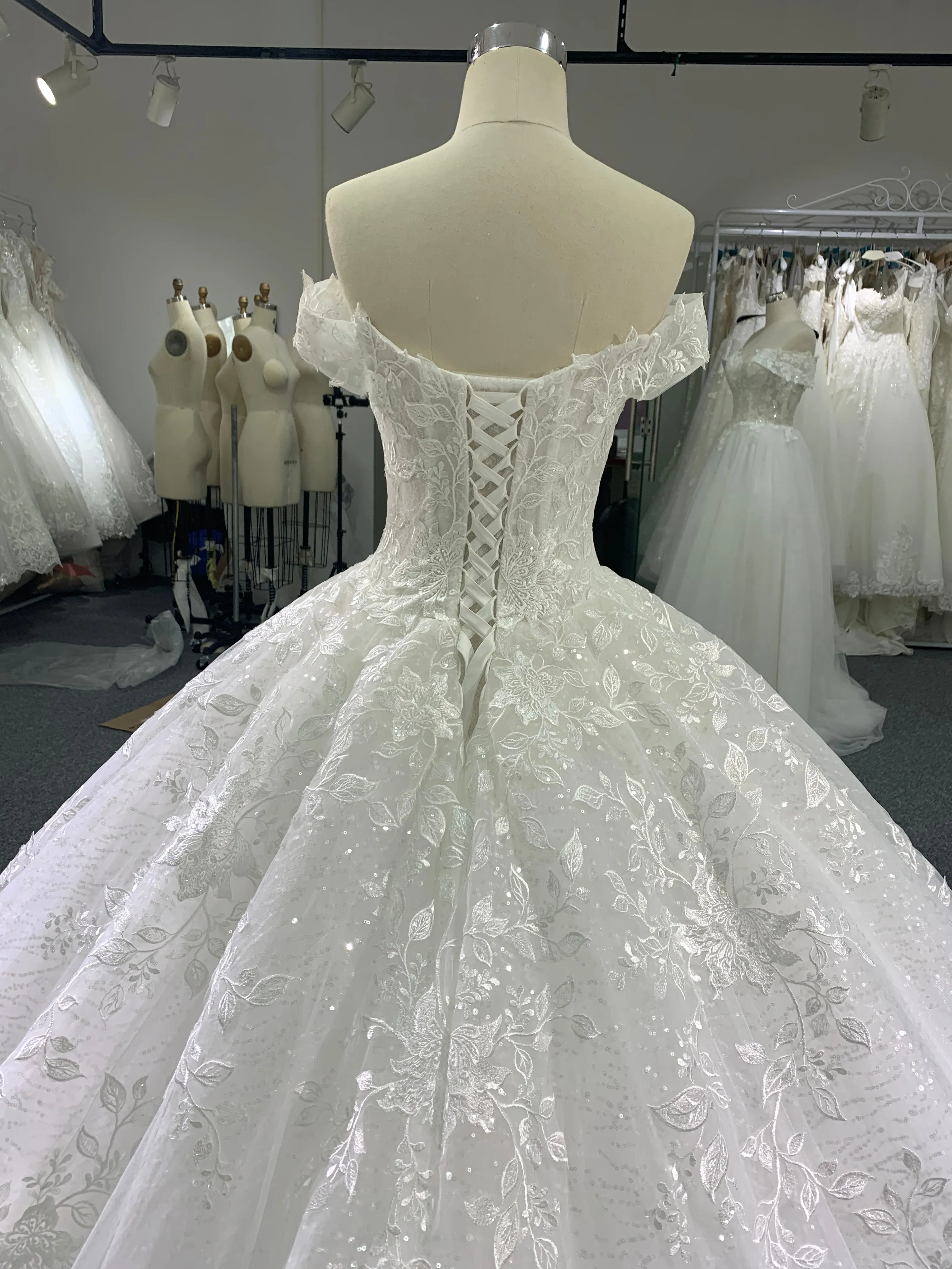 BYG deep V neck off the shoulder wedding dress