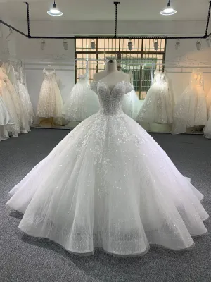 BYG deep V neck off the shoulder wedding dress
