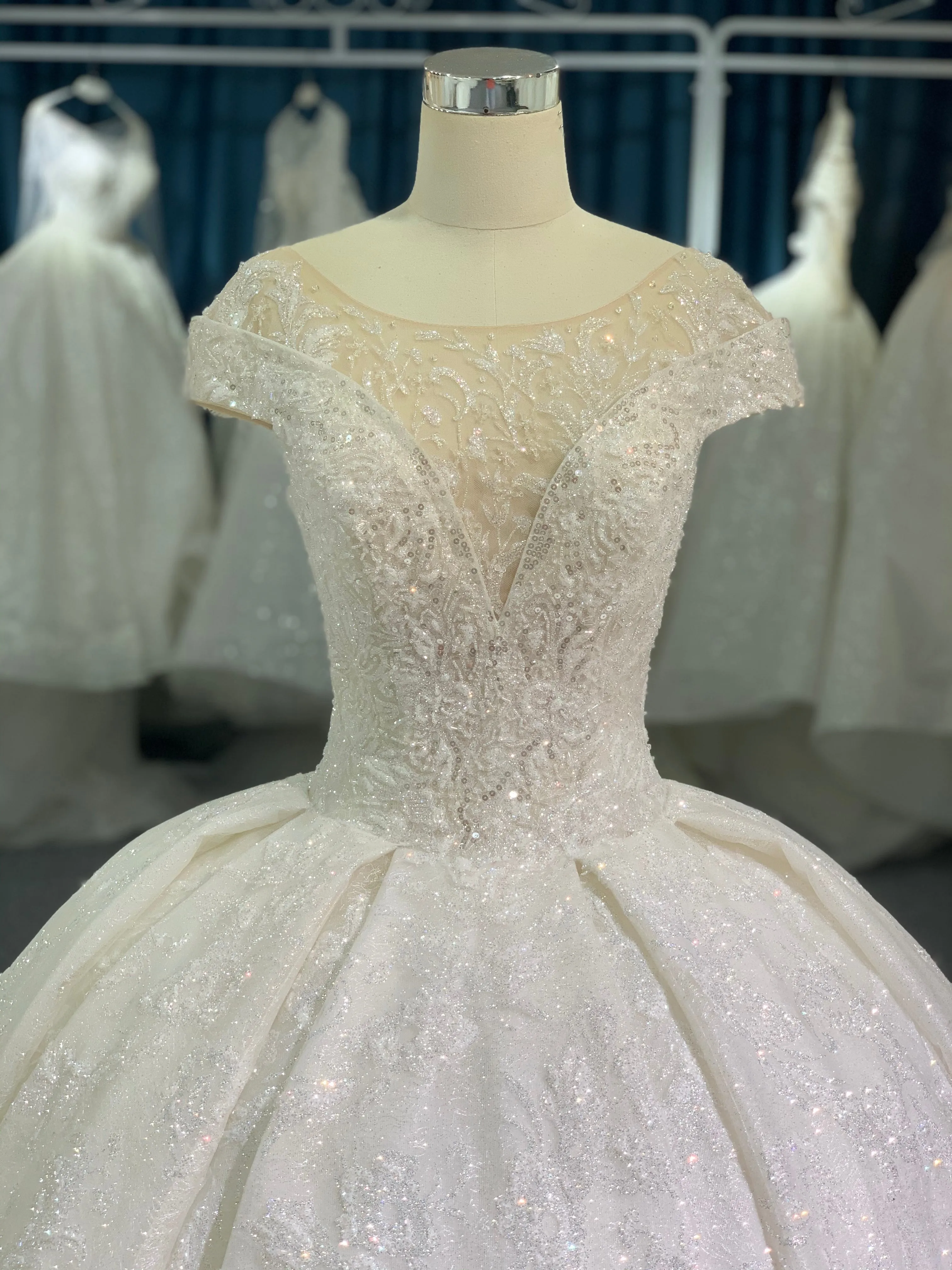 BYG high quality sequin wedding gown