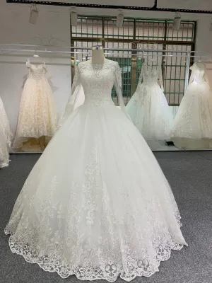BYG long sleeves floor length lace ball gown