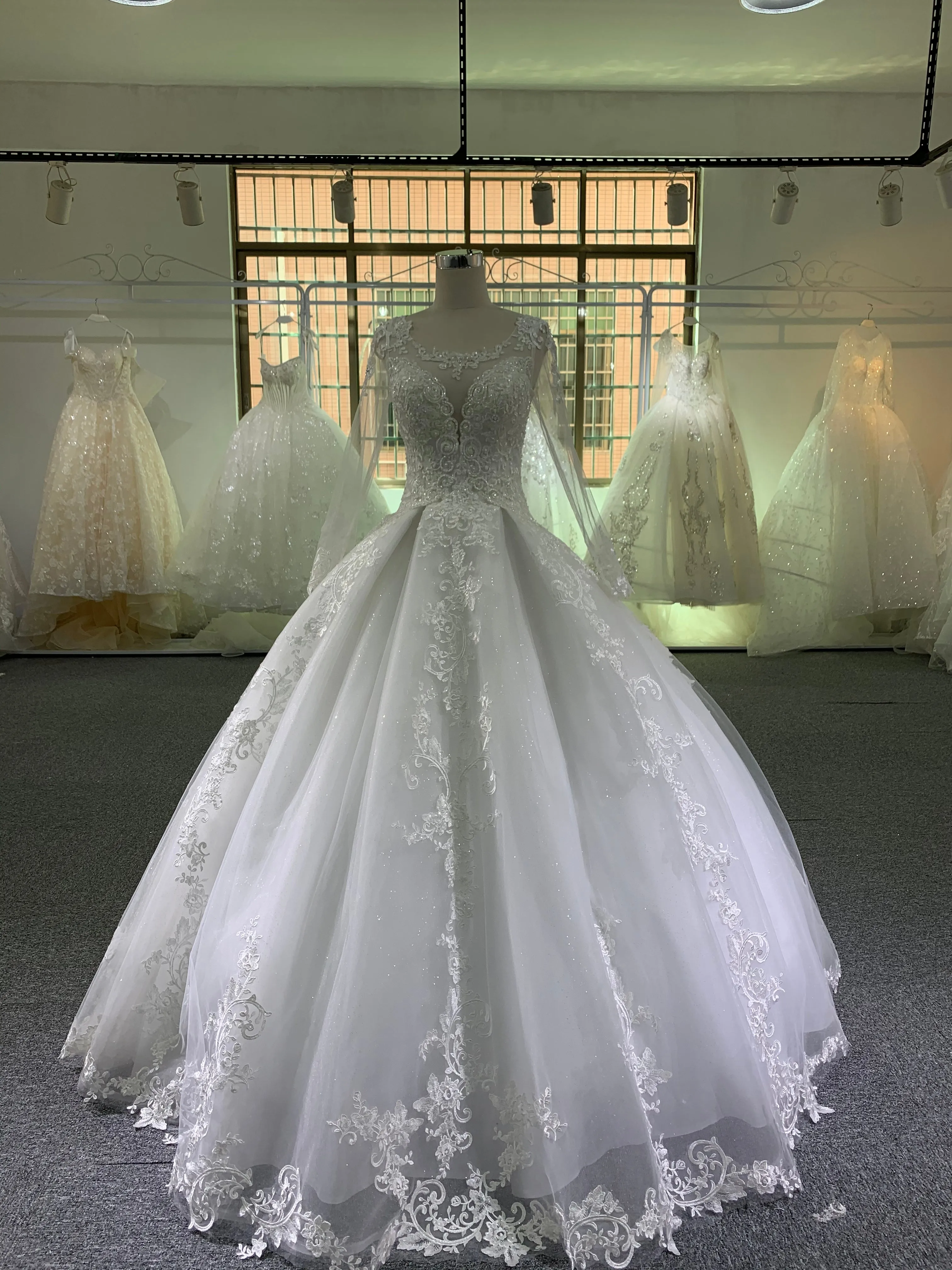 BYG long sleeves sweatheart wedding gown