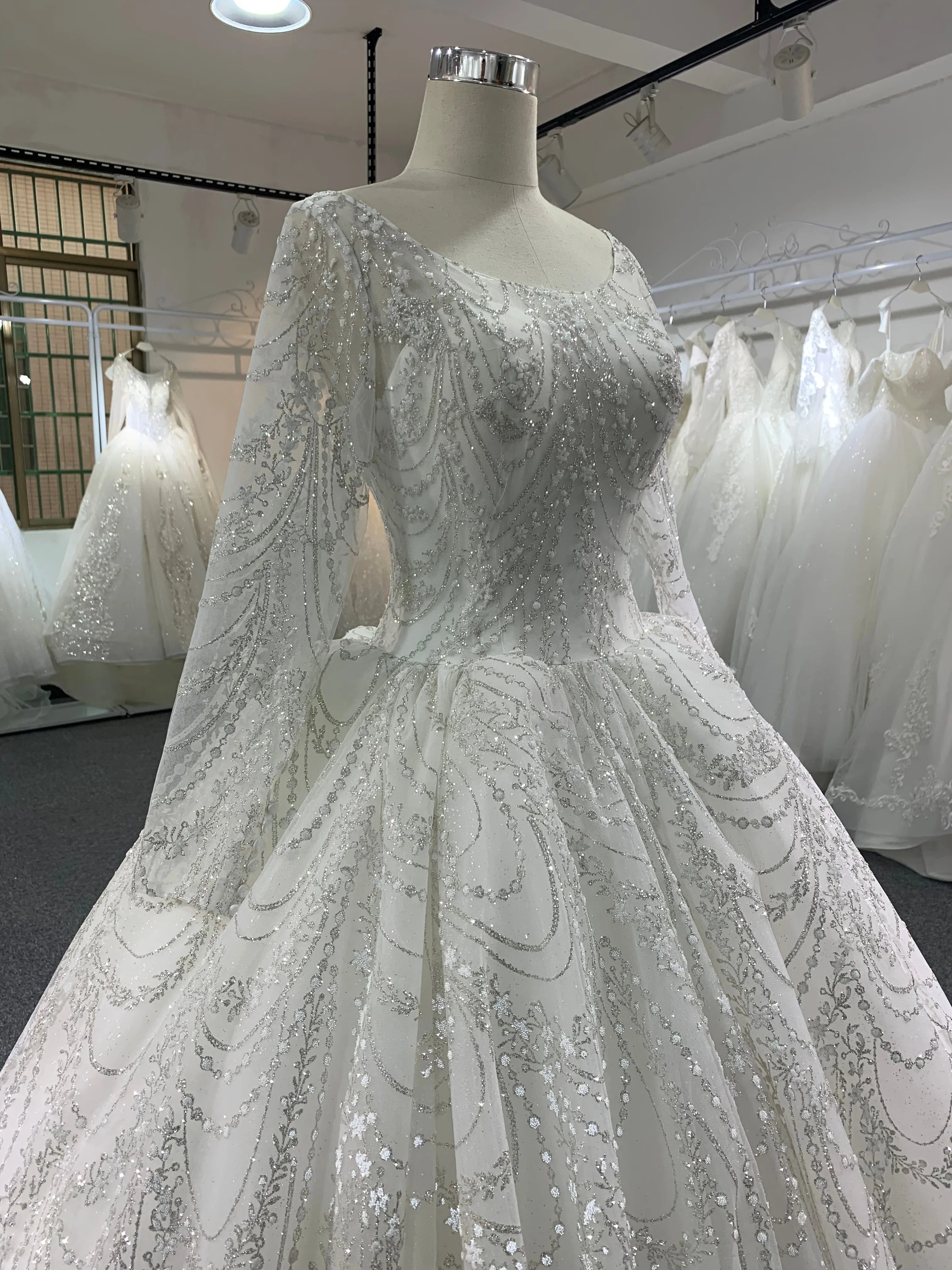 BYG new style scoop neckline wedding dress