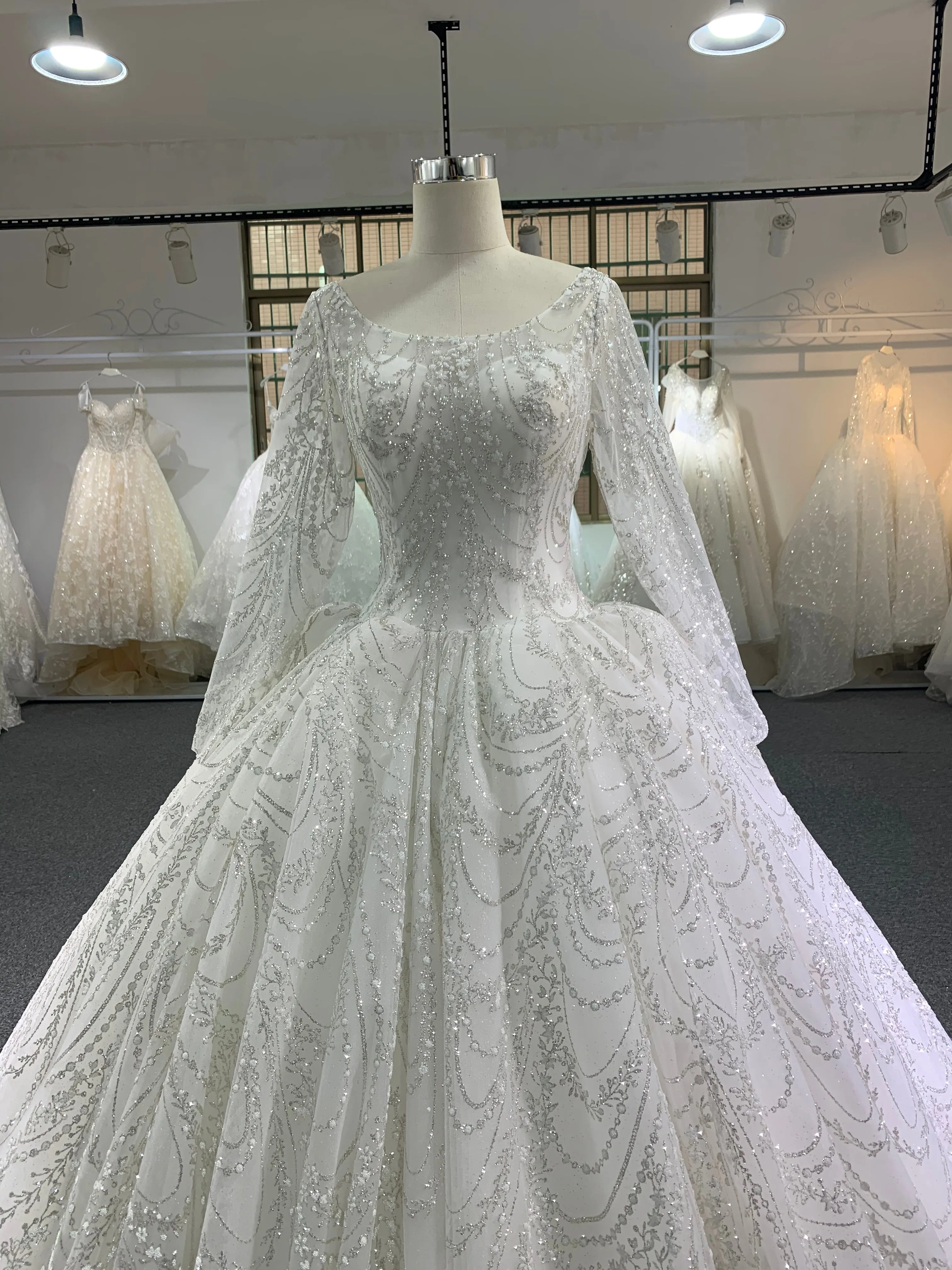 BYG new style scoop neckline wedding dress