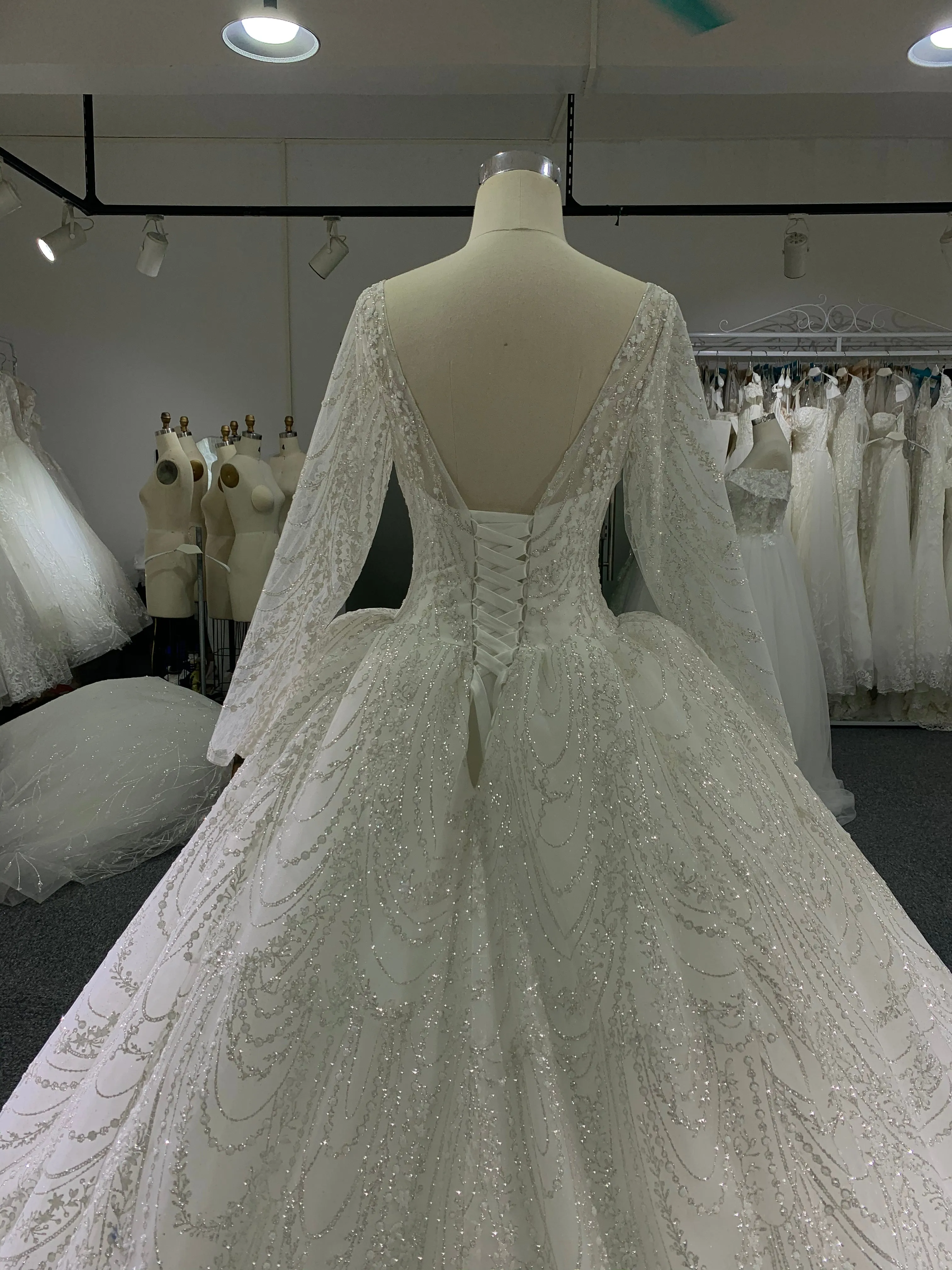 BYG new style scoop neckline wedding dress