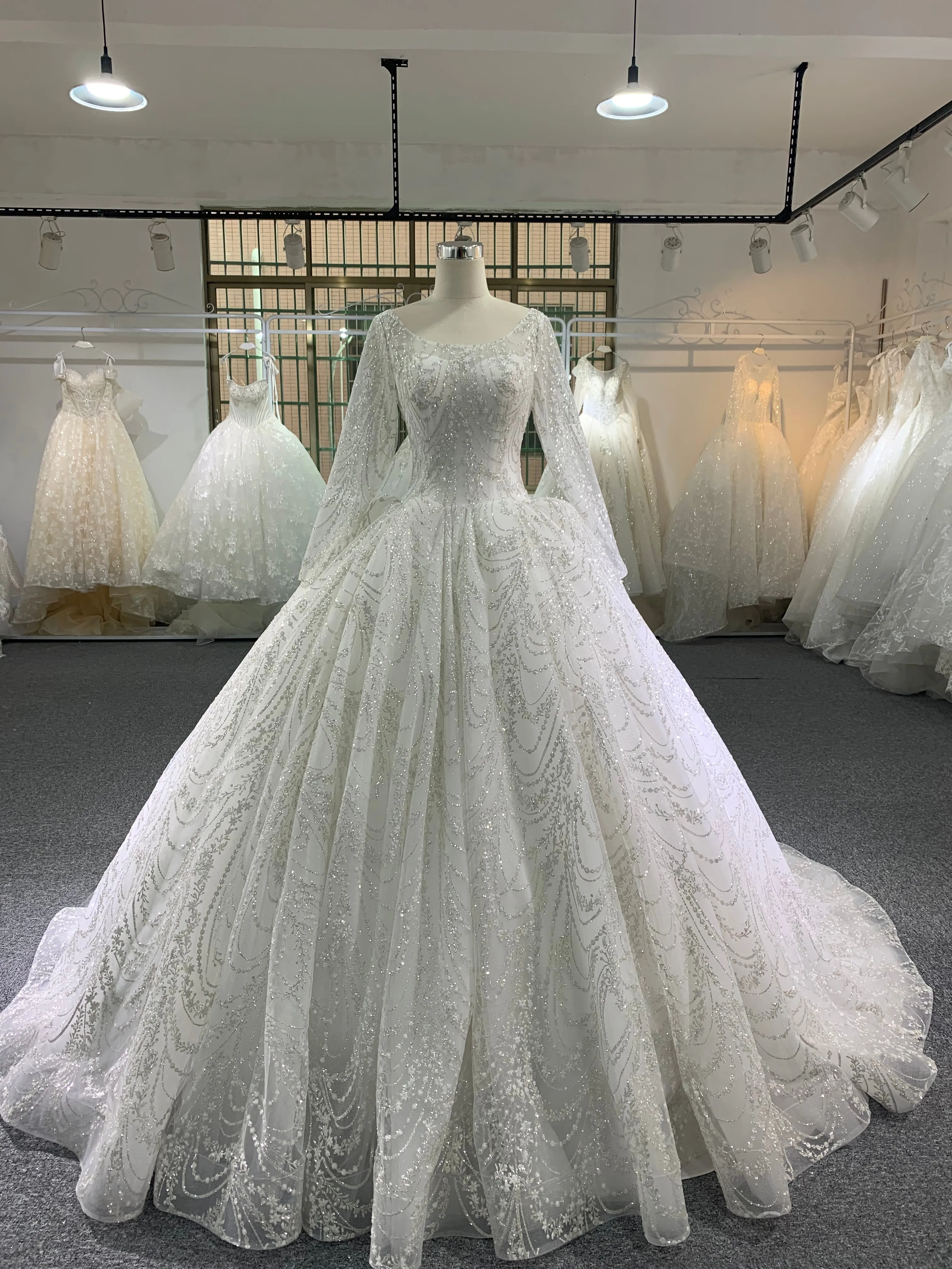 BYG new style scoop neckline wedding dress